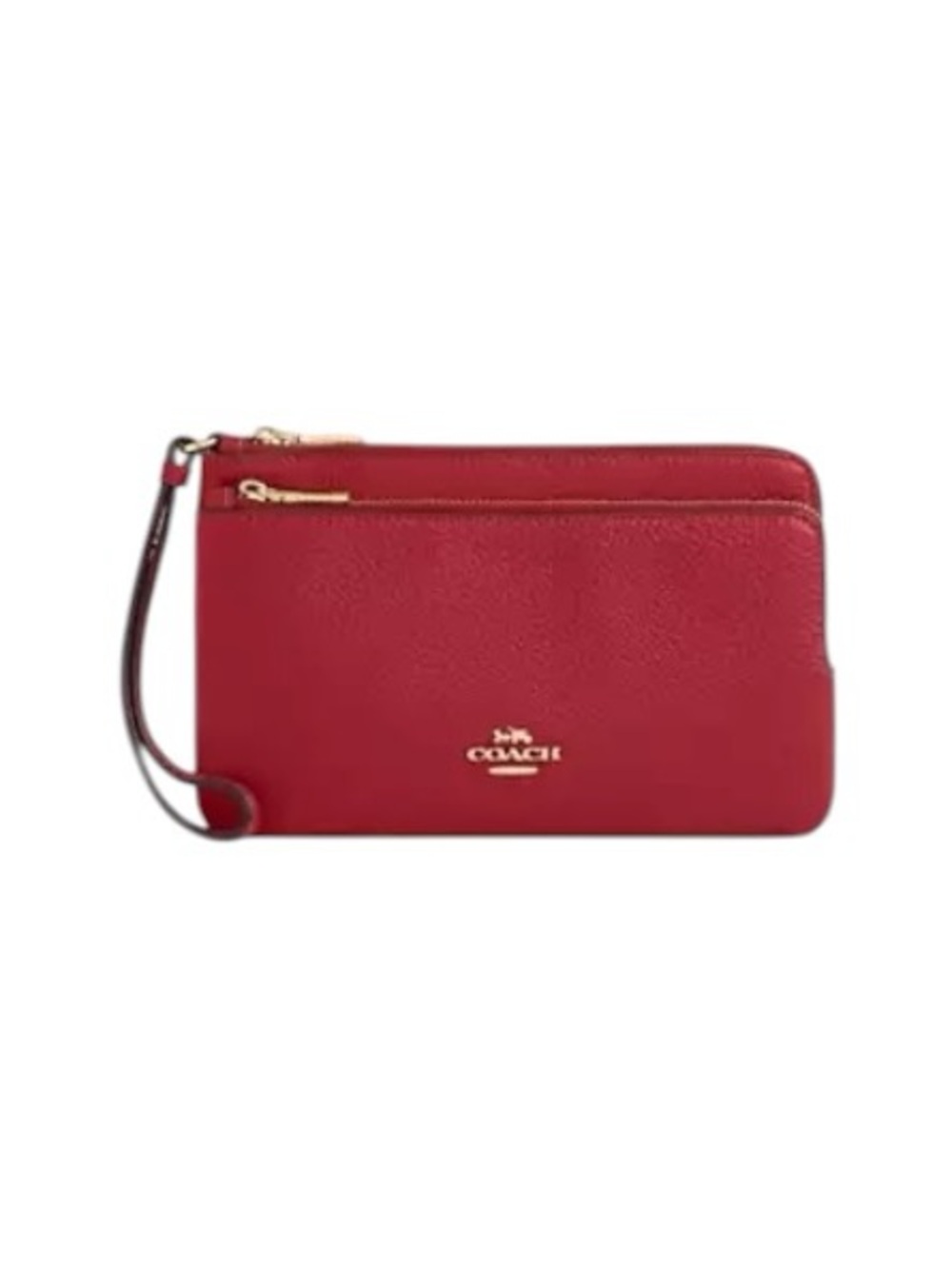 Coach Red Pebble Leather Double Zip Large Wristlet Wallet MSRP $198 NWT